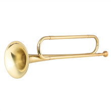 Beginner Trumpet Brass Bugle with Mouthpiece, GoldPlated Cavalry Horn for School Band