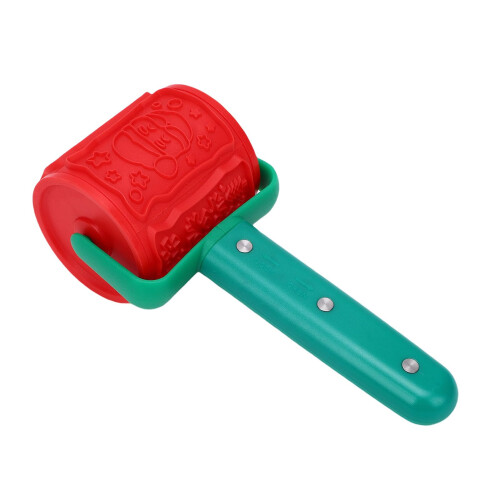 Christmas Embossed Rolling Pin with Replaceable Pattern Heads for DIY Cookie Baking and Smooth Roll