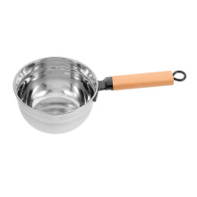 Stainless Steel Soup Ladle with Long Wooden Handle, Dishwasher Safe Kitchen Serving Spoon