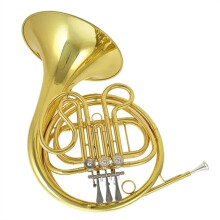 Yellow Brass Gold Lacquer Single F French Horn with Stainless Steel Valves and Hard Case