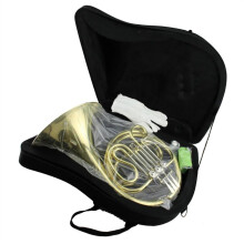 Gold Lacquer Brass French Horn in F Key with Cupronickel Tuning Pipe and Complete Accessory Set