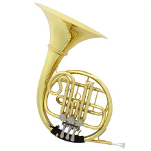 B Flat French Horn for Students, Brass Lacquered Gold Finish, 3Button Design with Carry Case