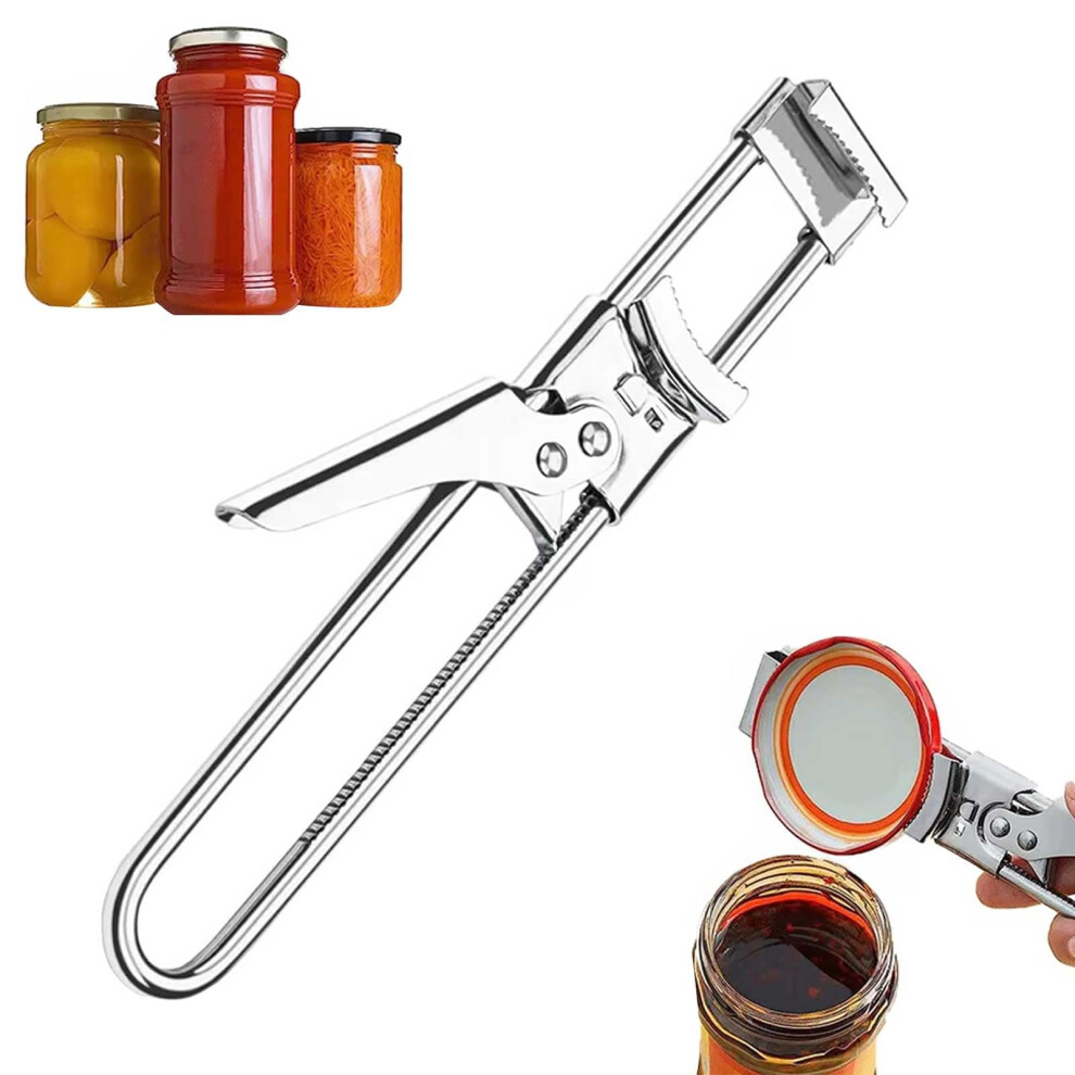 Adjustable Stainless Steel Jar Opener for Seniors and Weak Hands, Ergonomic Grip Fits All Lids
