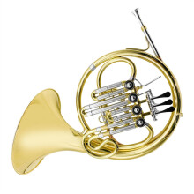 B Flat French Horn for Beginners, 4Key Brass, Lacquered Gold Finish with Storage Case