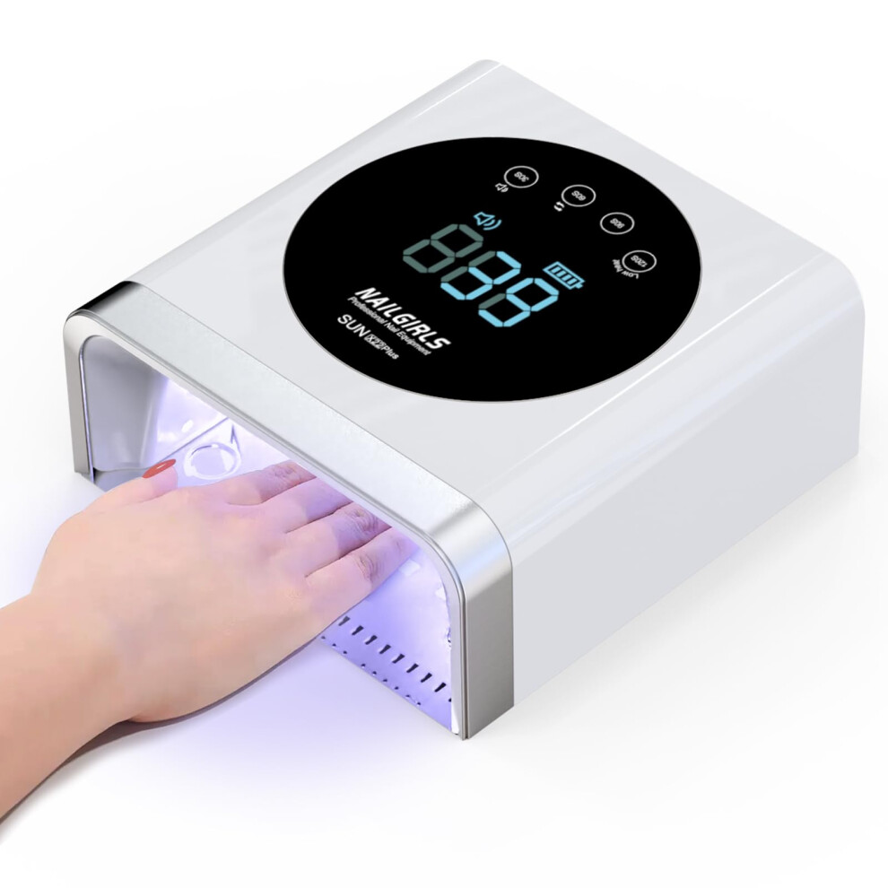 150W Rechargeable UV LED Nail Lamp for Gel Nails, Cordless Nail Dryer with 4 Timer Settings