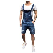 Men's Fashion Jumpsuit With Pockets, Slim Fit Ripped Jumpsuit Featuring Adjustable Shoulder Straps And Distressed Hole Design, High Quality Denim