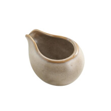 Gravy Boat Ceramic with Smooth Pouring Spout and NonSlip Handle, Brown Large Capacity