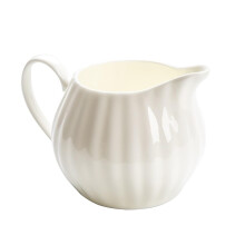 Ceramic Gravy Boat with Spout and Handle, Embossed Milk Pouring Jug for Kitchen Serving