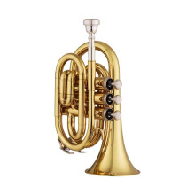 Yellow Bb Pocket Trumpet Compact Brass Construction TravelFriendly Mini Wind Instrument
