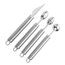 4pcs Stainless Steel Melon Baller Scoop Set with Ergonomic Grip for Fruits and Berries