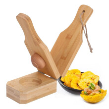 Foldable Wooden Plantain Press with Hanging Handle, Ergonomic Design for Fried Plantains