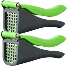 2Pcs Manual Garlic Press with Ergonomic Handle, Heavy Duty Double Lever Design for Kitchen Use