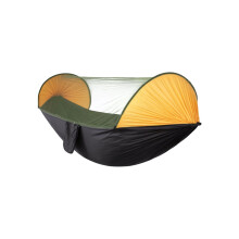 Camping Hammock with Mesh, Breathable Polyester Fabric, Side Storage Pocket, Black Outdoor Travel