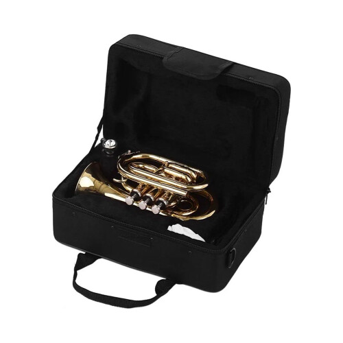 Beginner Bb Pocket Trumpet Compact Brass for Students Clear Tone Durable Construction 1