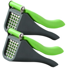 2Pcs Manual Garlic Press and Crusher with Ergonomic Handle, EasyClean Stainless Steel Mincer for Kitchen Cooking