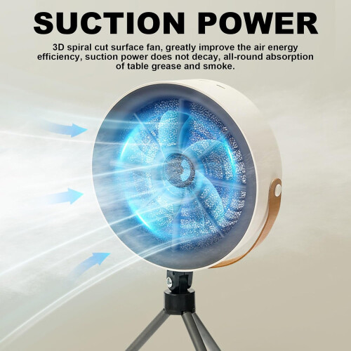 Desktop Range Hood with  Suction Power, Adjustable Hanging Mode, Rechargeable, Gray Blue 2