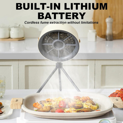Desktop Range Hood with  Suction Power, Adjustable Hanging Mode, Rechargeable, Gray Blue 1