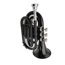 Black Nickel Pocket Trumpet Bb Brass Compact Design with Smooth Stainless Steel Valves