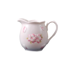 White Ceramic Gravy Boat with Handle and Pour Spout for Sauces Milk Cream Serving