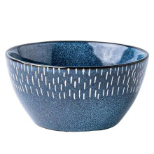 Handpainted 5inch Ceramic Rice Bowl 425ml Glazed Stackable Dining Bowl for Noodles and Vegetables