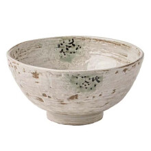 6.5 Inch Legged Ceramic Noodle Bowl 850ml Retro HandPainted Porcelain Rice Bowl
