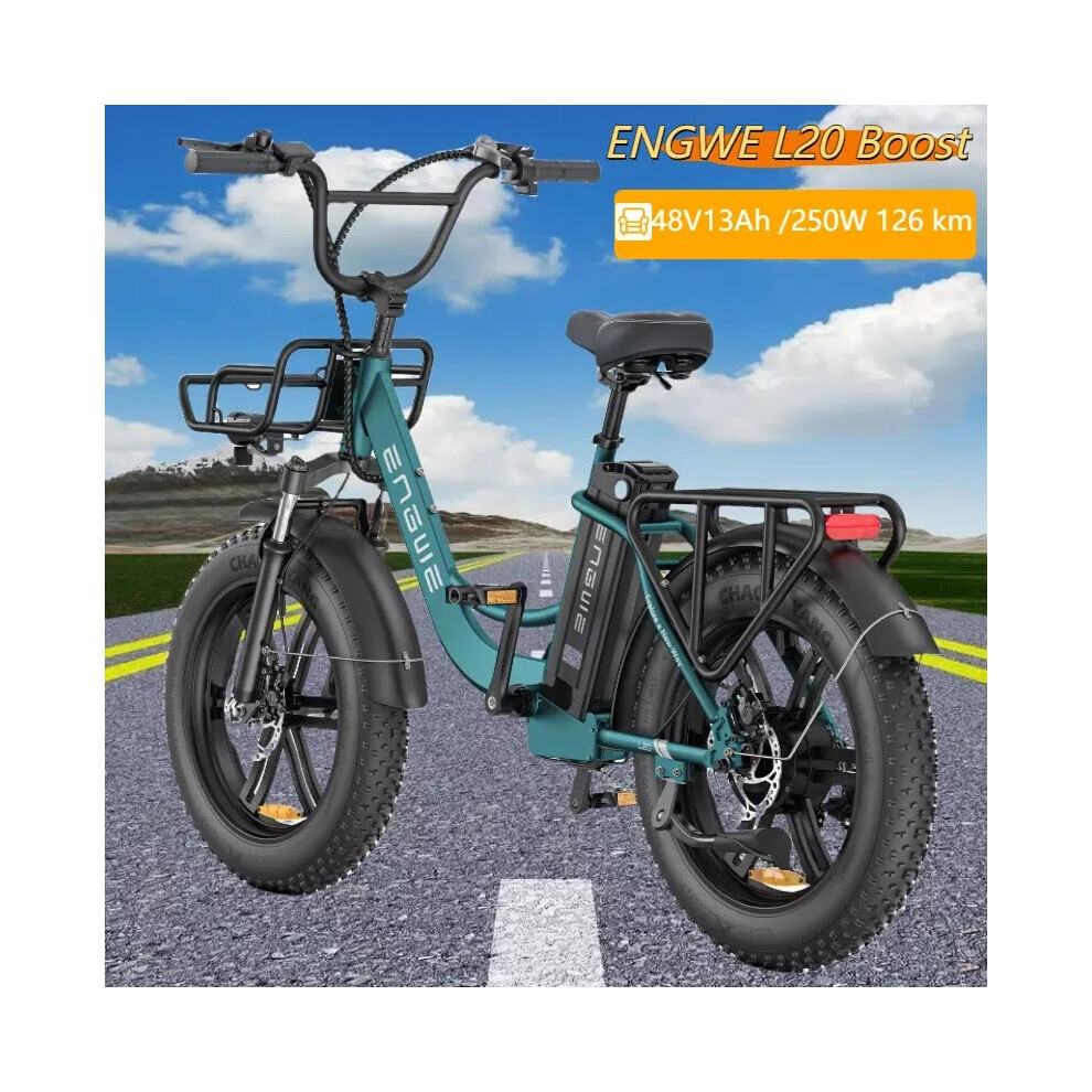 Engwe L20 Boost 20" 48V 250W City Electric Bike Step-Thru E-Bike Green