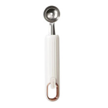 Stainless Steel Ice Cream Scoop for Hard Ice Cream with Ergonomic Comfort Grip, White 17x3cm