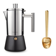 Stainless Steel Moka Pot 12 Cup Stovetop Espresso Maker with Heat Resistant Handle and Coffee Scoop