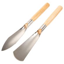 2pcs Stainless Steel Garden Hand Trowel Set with Ergonomic Wood Handle for Digging and Transplanting