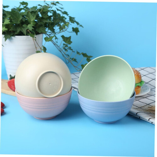 4pcs Unbreakable Soup and Rice Plastic Serving Bowls with Lids, Deep MultiPurpose Dinnerware 2