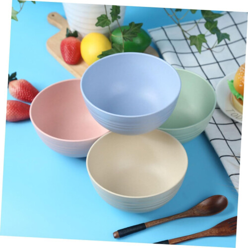 4pcs Unbreakable Soup and Rice Plastic Serving Bowls with Lids, Deep MultiPurpose Dinnerware 1