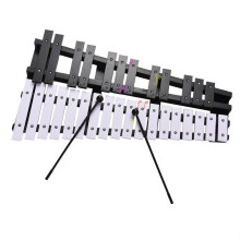 30 Note Glockenspiel Xylophone with Foldable Wooden Frame and Aluminum Bars for Percussion