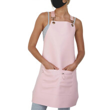 Wasserdichte Cross Back Apron für Frauen mit Taschen, Heavy Duty Full Coverage Kochrosa
