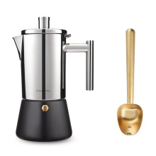 Stainless Steel Stovetop Espresso Maker 4 Cup Induction Compatible Moka Pot with Gold Coffee Scoop