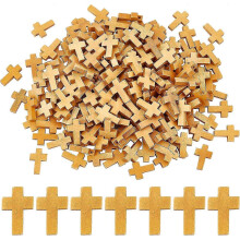 200 Stücke Holzkreuzanhänger Anhänger Naturhölzerne Kleine Kreuzanhänger mit Loch für Partygeschenke