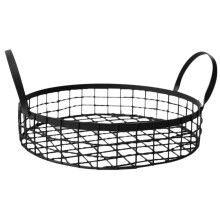 Kitchen Hanging Basket Black Metal Wire Fruit Basket with Handle for Modern Nordic Storage