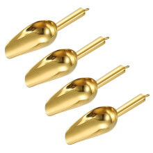 4pcs 8.5 Inch Stainless Steel Ice Scoop Set Gold Rust Resistant Ergonomic Grip for Bar Party Wedding
