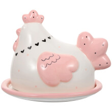 Butter Dish with Lid Ceramic Chicken Design Keeps Food Fresh Decorative Countertop Cheese Holder