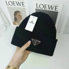 Warm Winter Knitted Hat Autumn And Winter Hat Inverted Triangle Fashion Brand Casual Earmuffs Unisex Black Black[HK] Black YC