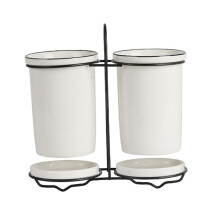 Ceramic Cutlery Holder with Drainage Holes, NonSlip Chopstick Organizer, Nordic Utensil Box