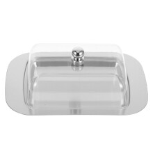 Stainless Steel Butter Dish with Clear Lid for Kitchen Countertop and Fridge Storage Ref: 6956