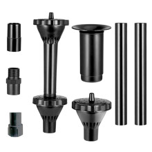 Fountain Pump Nozzle Kit with Multi Spray Patterns, WeatherResistant Pond Head Set, 1/2 and 3/4 Inch Adapter, Black