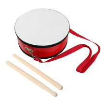 Bright Red Lightweight Marching Snare Drum with Strap and Drumsticks for Beginners School Band