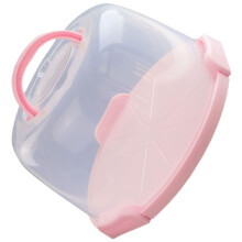 Cake Carrier Acrylic 8inch Tall Pink with Secure Handle, Clear Dessert Transport and Display Box