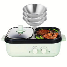 2in1 Electric Hot Pot and Grill Cooker, 1300W Dualzone Nonstick BBQ Combo, Green