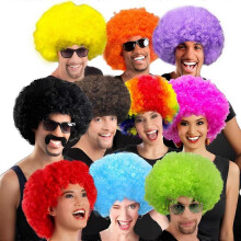 Damenperücken Cosplay Blonde Perücke Pink Synthetische Perücke Clownperücke Afro-Puffperücken Kurze Haare Lustige Perücken mit Pony