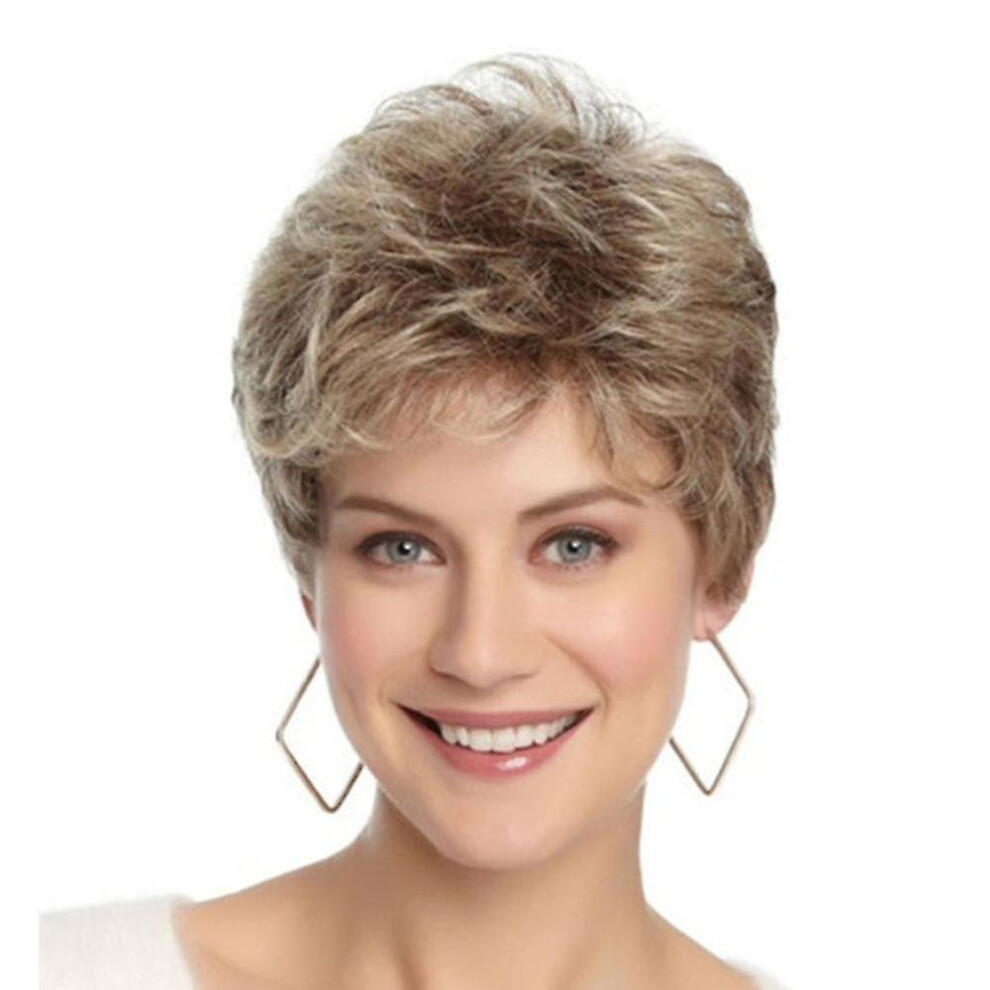 Women Natural Short Curly Wigs Pixie Cut Bob Hair Cosplay Party Daily Full Wig