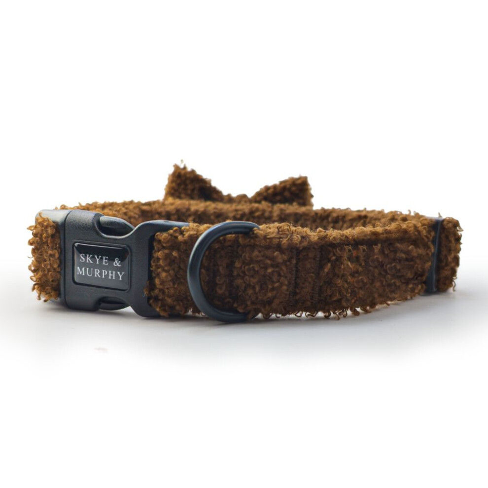 Hugglepets (Medium, Espresso) Skye & Murphy Teddy Dog Collar & Bow Tie