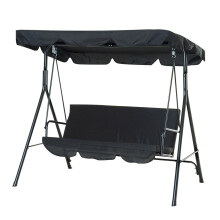 Waterproof Swing Canopy Replacement Cover with Seat Cushion, Weather Resistant Black Outdoor Set