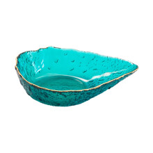 Large Glass Salad Bowl with Golden Rim Elegance, AntiSkid Base, MultiUse for Kitchen Serving